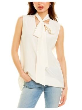 St. John Silk Sleeveless Scarf Blouse
